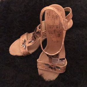 Neutral beaded sandals